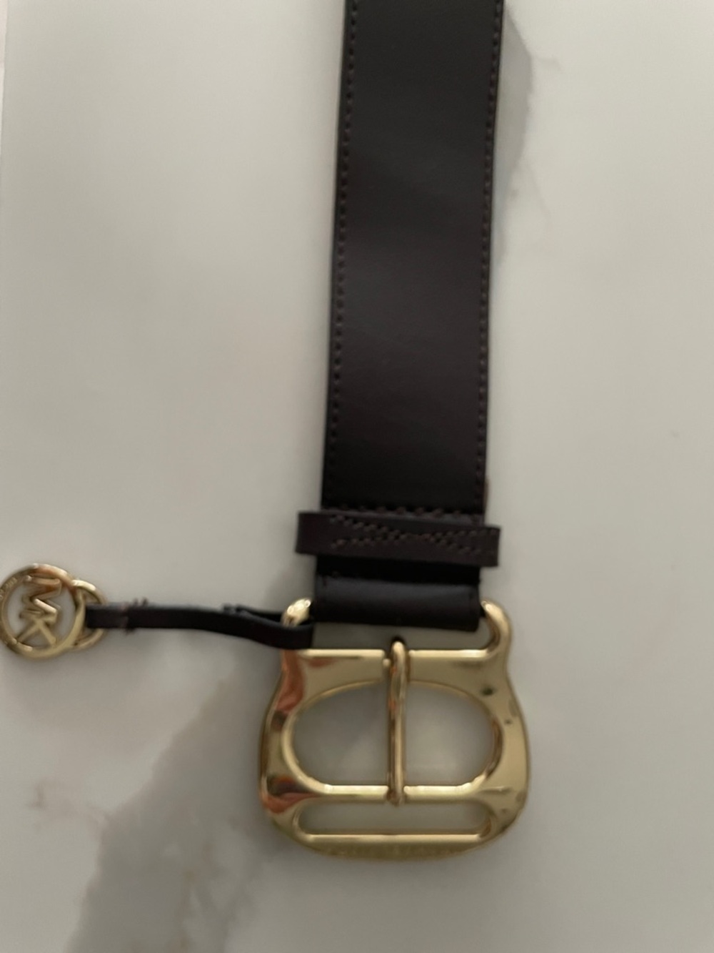 MICHAEL KORS - Brown Leather Belt with Gold Buckle - Picture 3 of 6
